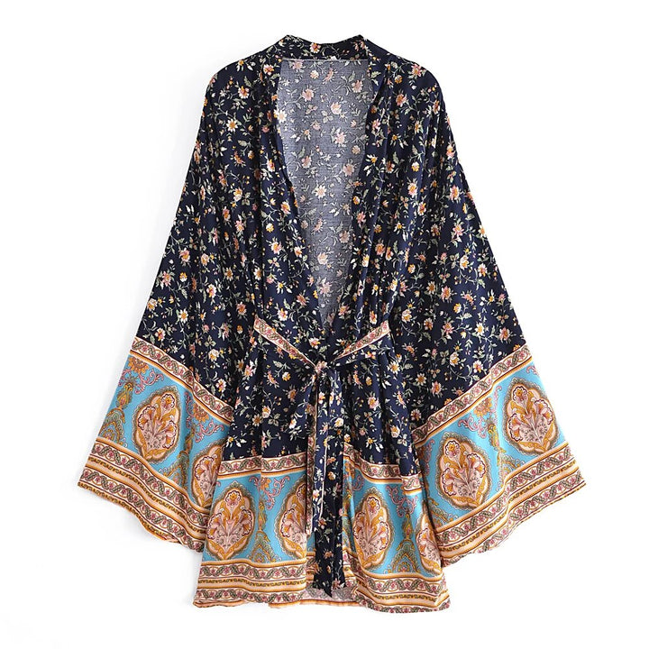 Navy Bloom Bohemian Kimono