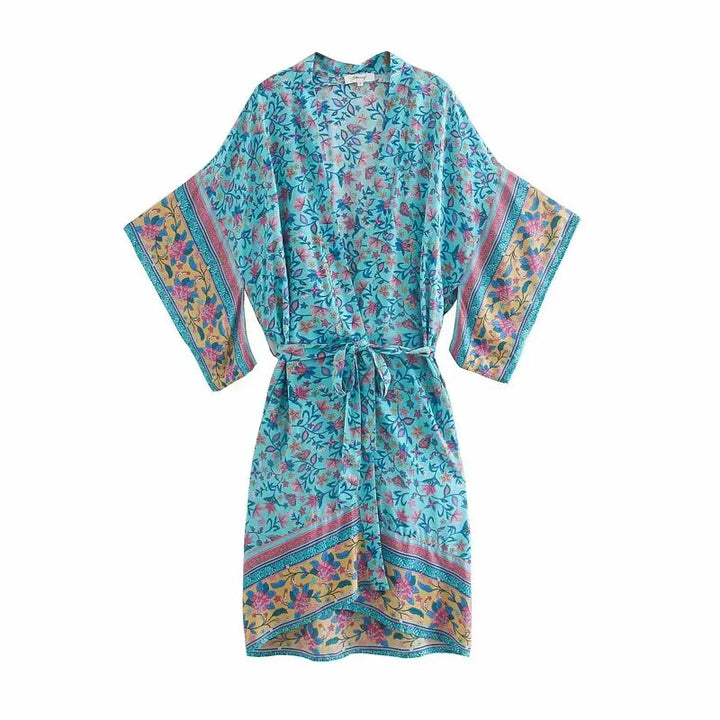 Breeze Boho Floral Bat Sleeve Kimono