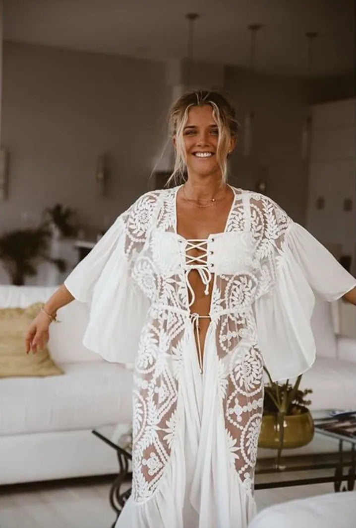 Plus Size Free Spirit Boho Lace Kimono Cover Up