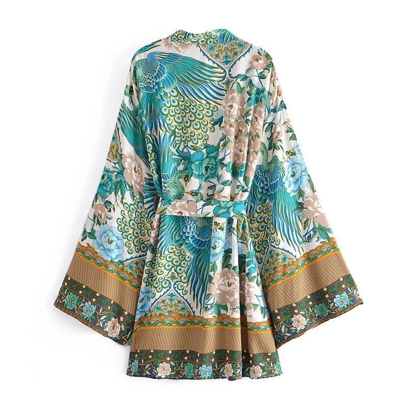 Meadow Boho Floral Bat Sleeve  Kimono