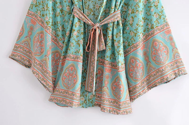 Serenity Boho Floral Bat Sleeve  Kimono