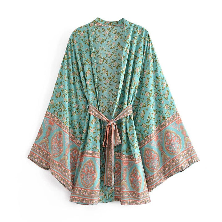 Serenity Boho Floral Bat Sleeve  Kimono