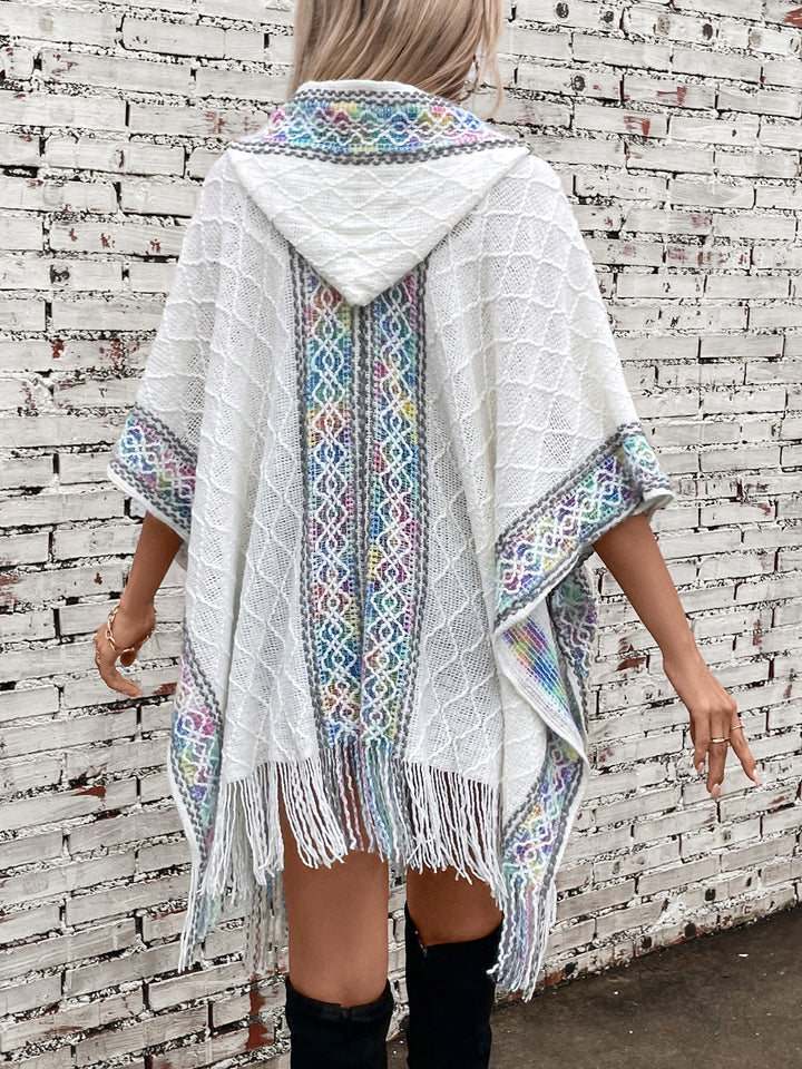 Geometric Hooded Knitted Shawl