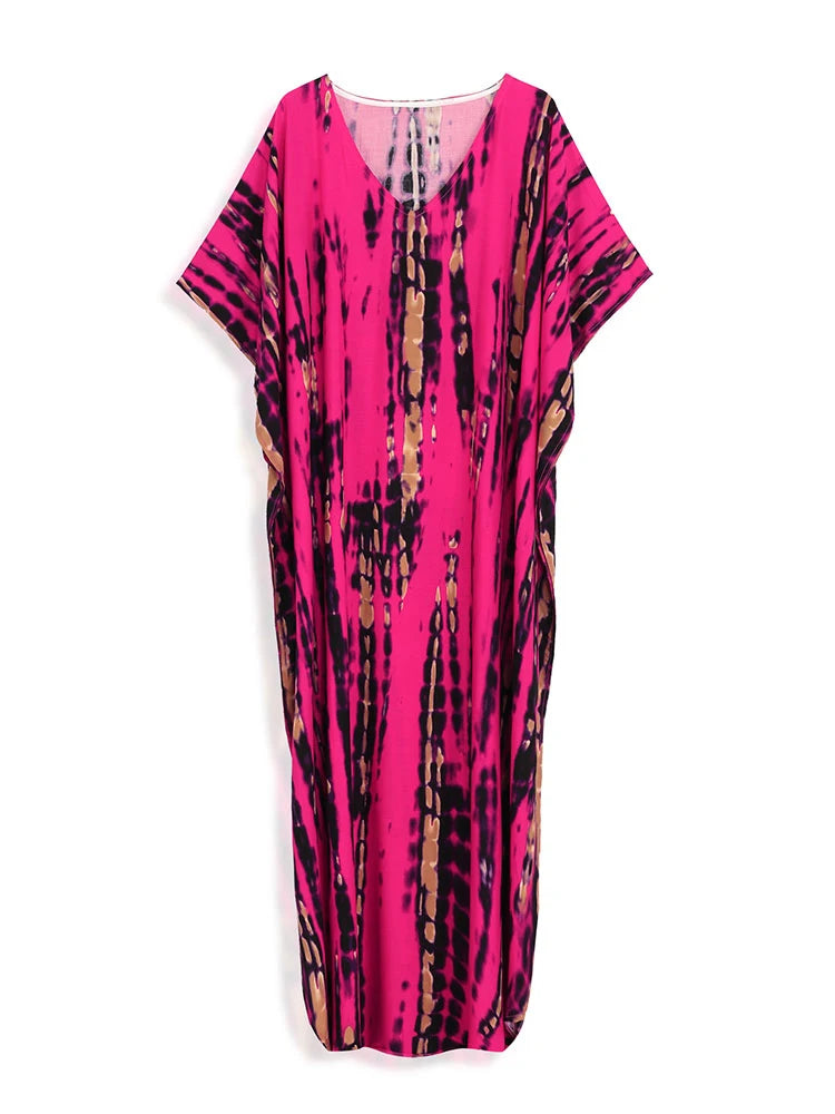 Pink Boho Tie Dye Maxi Dress