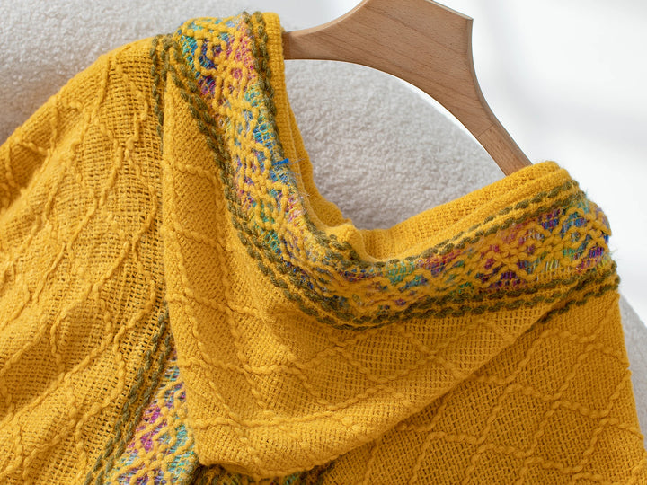 Geometric Hooded Knitted Shawl