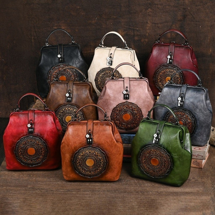 Bohemian Mandala Leather Backpack