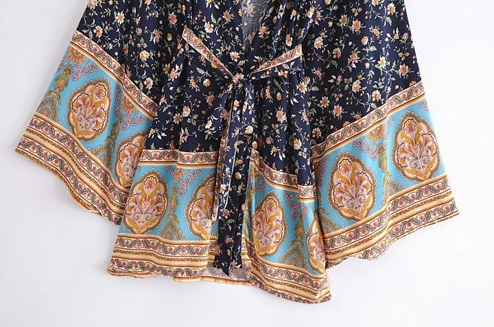 Navy Bloom Bohemian Kimono