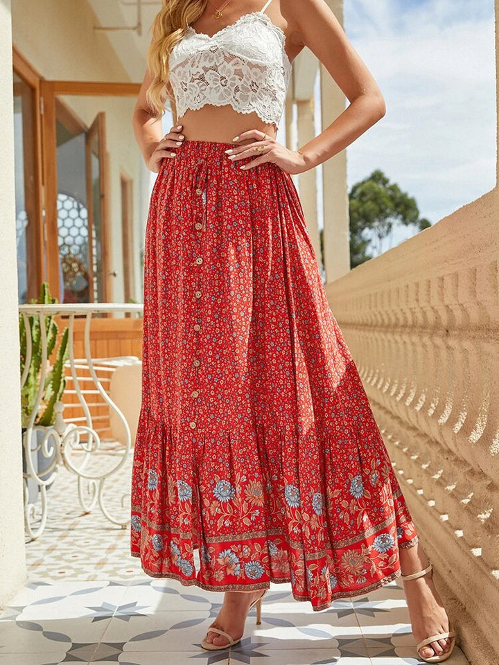 Bohemian Print Floral Maxi Skirts