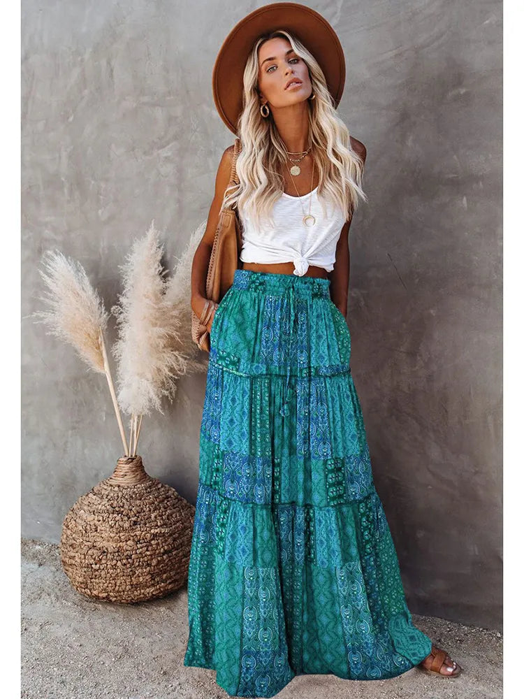 Bohemian ruffle skirt best sale