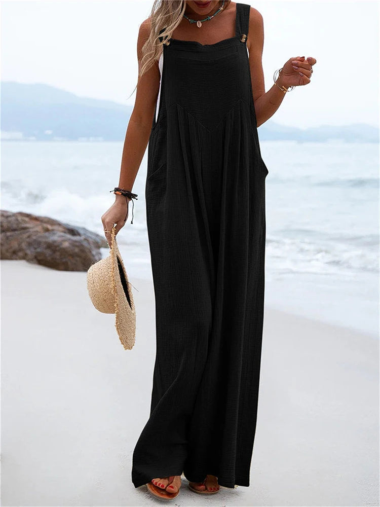 Wide Leg Long Romper Jumpsuit