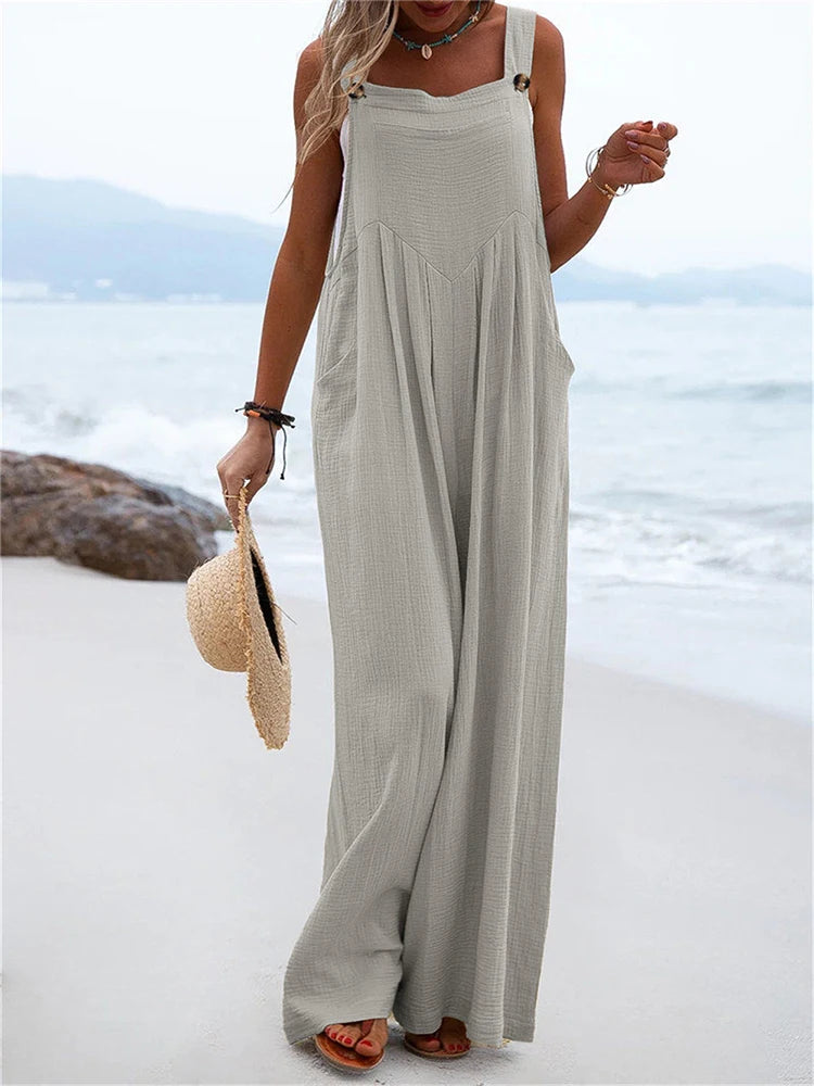 Wide Leg Long Romper Jumpsuit