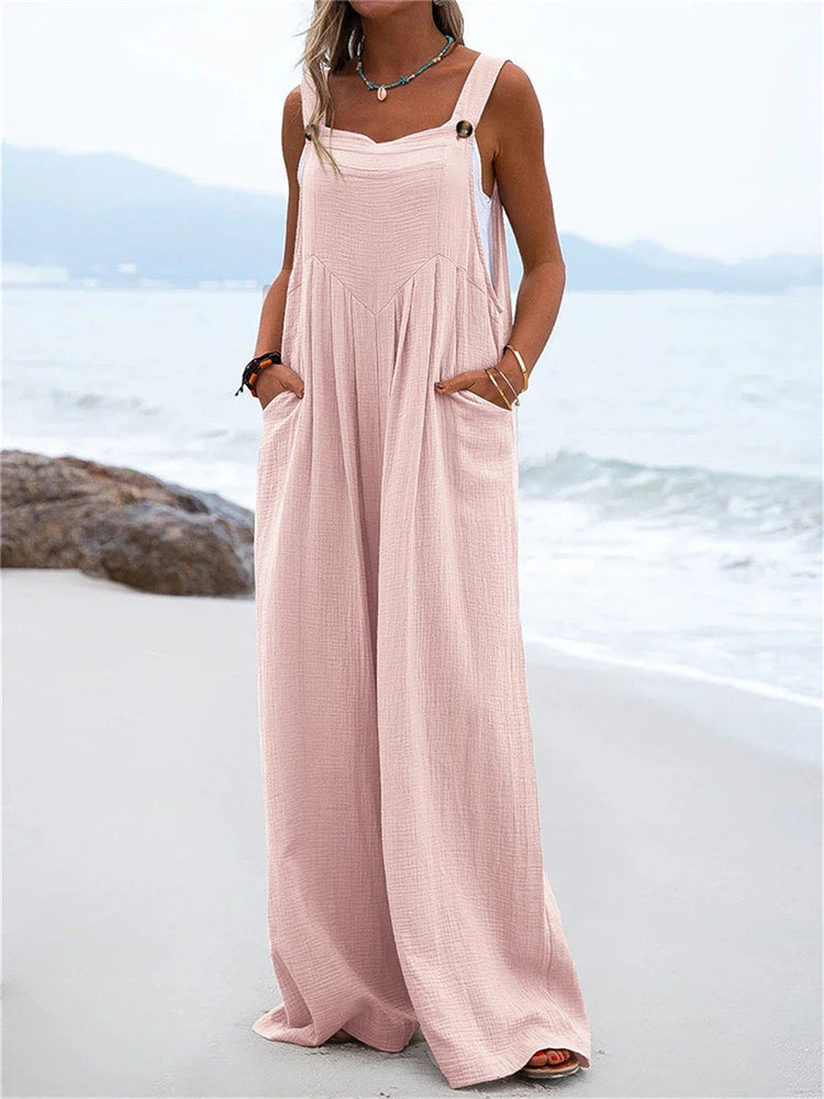 Wide Leg Long Romper Jumpsuit