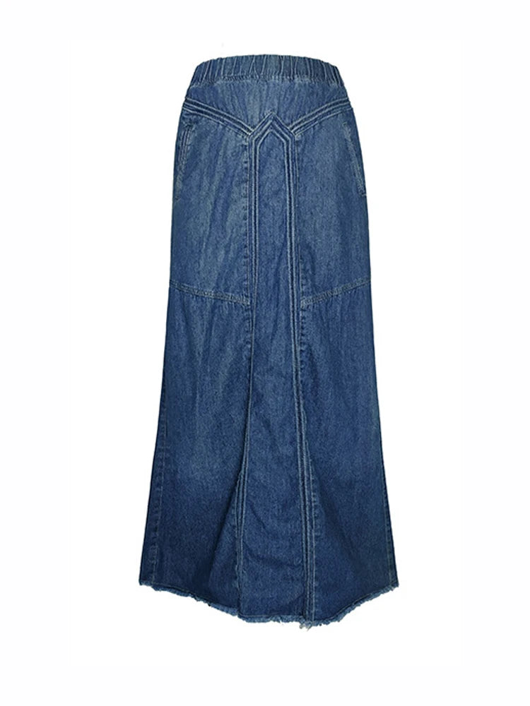 Vintage A-Line Maxi Denim Skirt