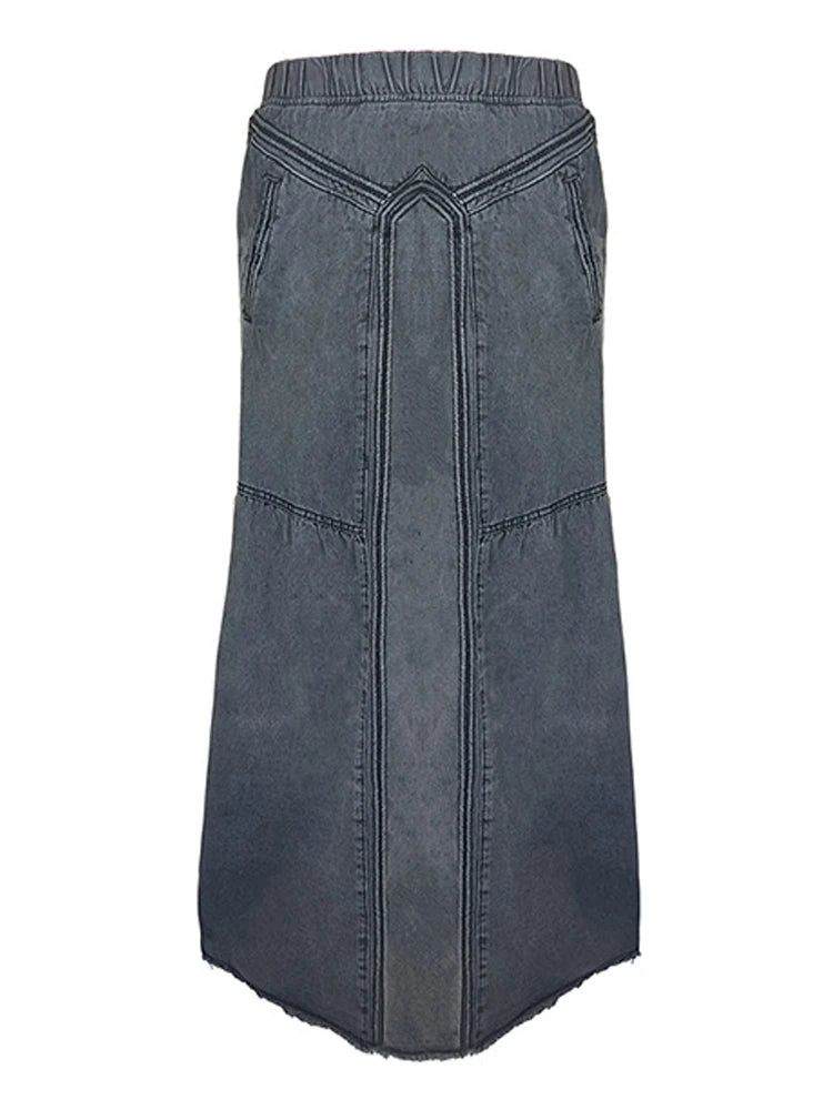 Vintage A-Line Maxi Denim Skirt