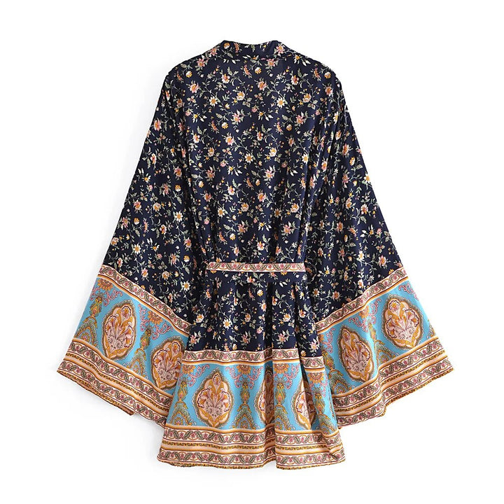 Navy Bloom Bohemian Kimono