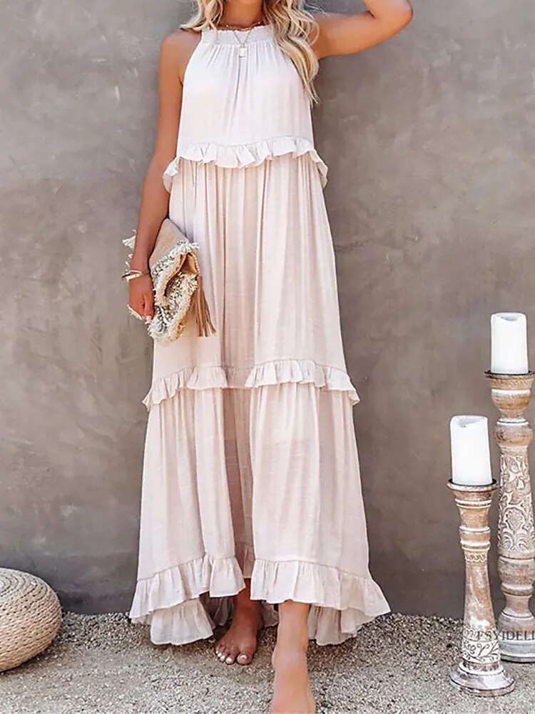 Bohemian Long Ruffle Dress