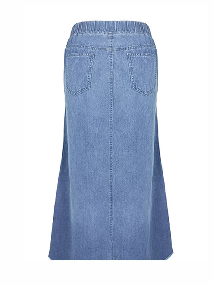 Vintage A-Line Maxi Denim Skirt