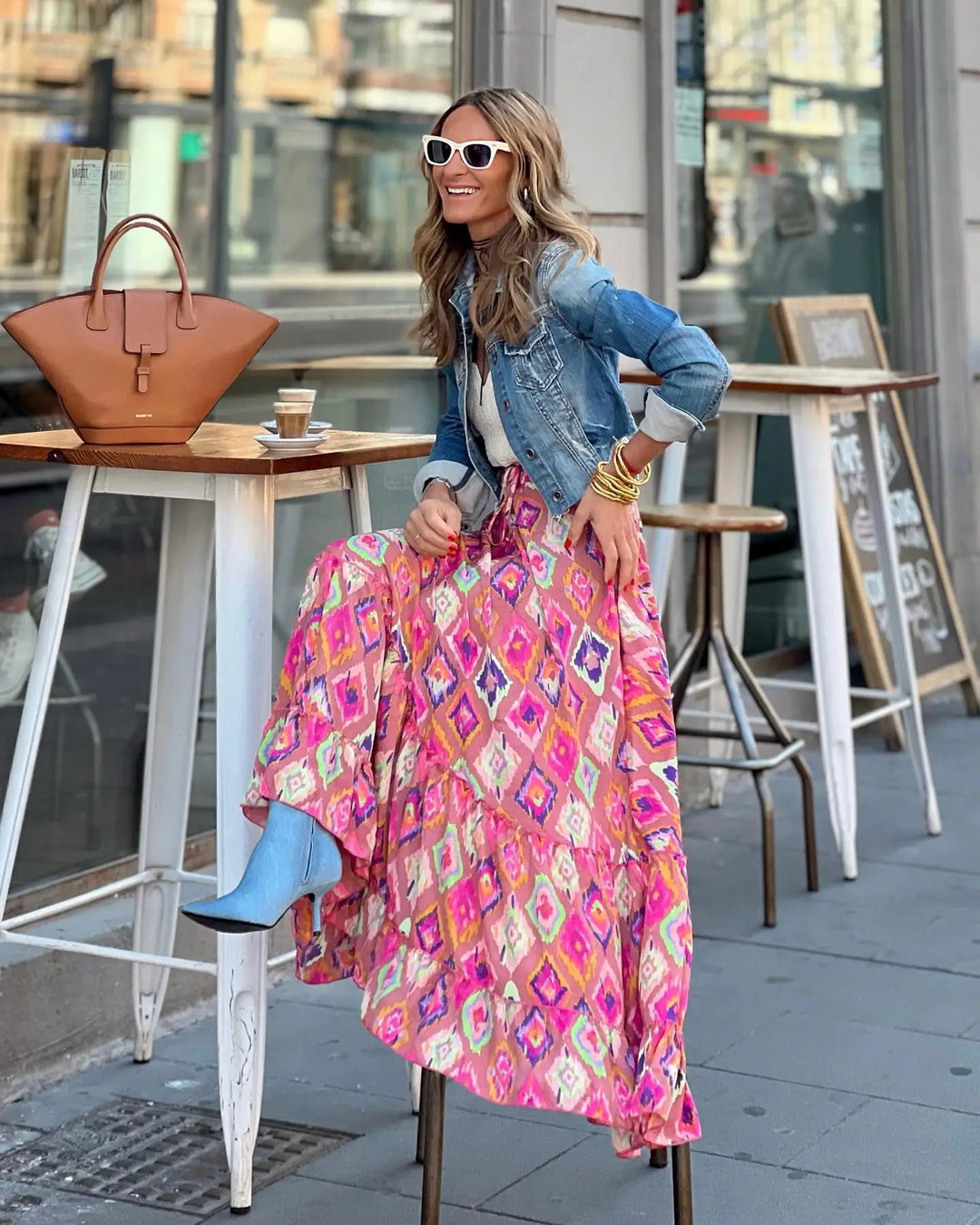 Boho Ruffle Loose A-Line Maxi Skirt – Ankle-Length Bohemian Chic