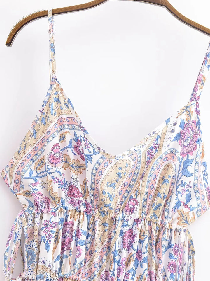 Floral Print Bohemian Wide Leg Playsuit