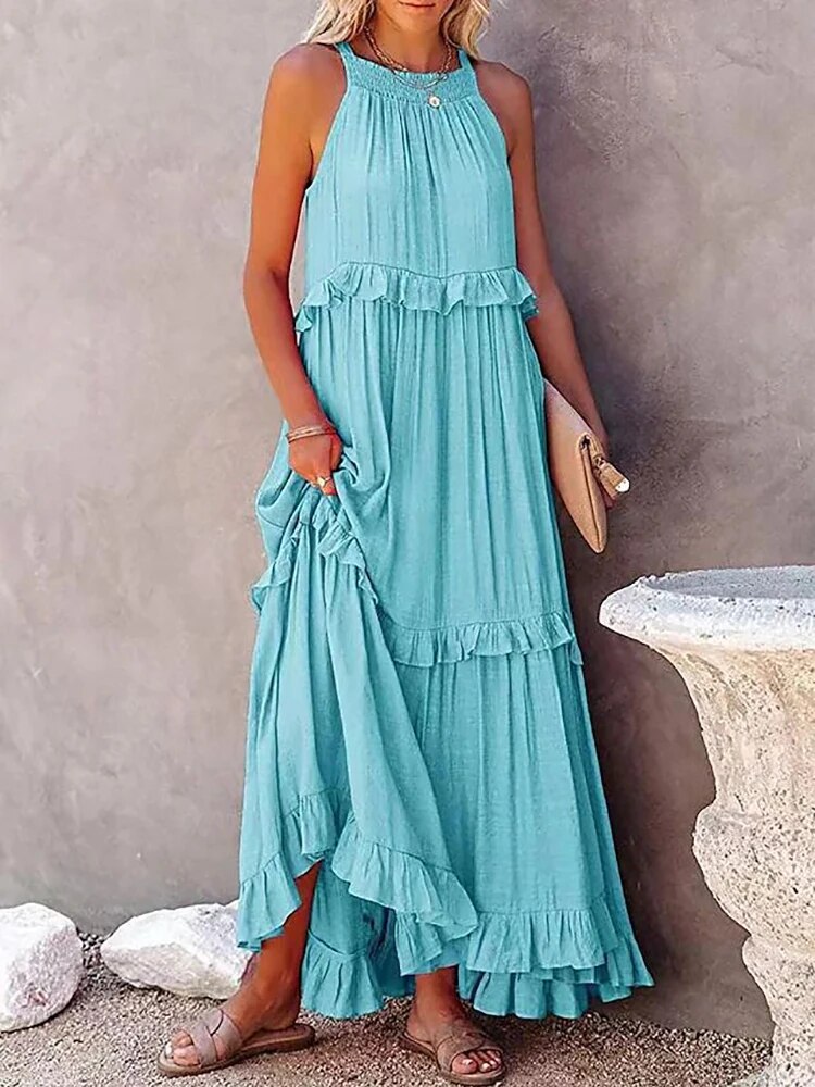 Bohemian Long Ruffle Dress