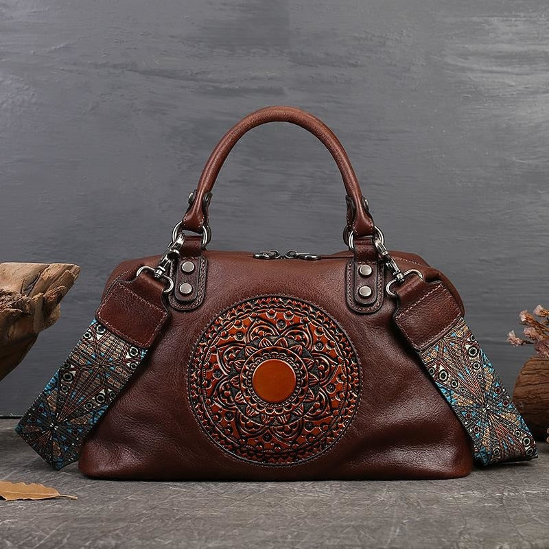 Bohemian Mandala Genuine Leather Handbag