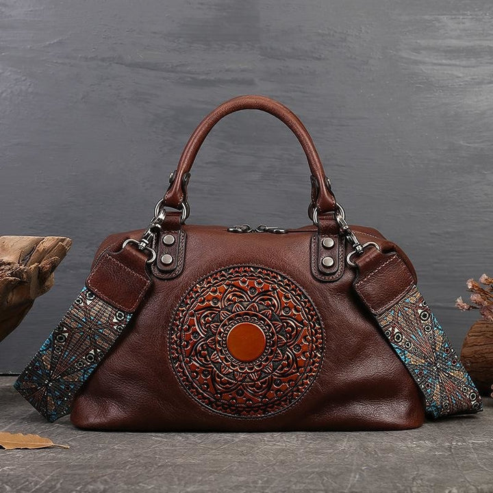 Bohemian Mandala Genuine Leather Handbag