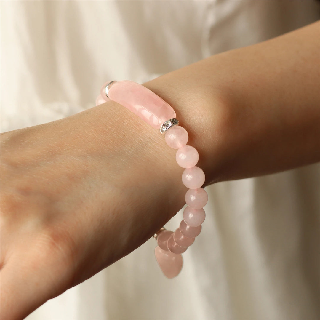 Crystal Bar Bracelets with Heart Charm