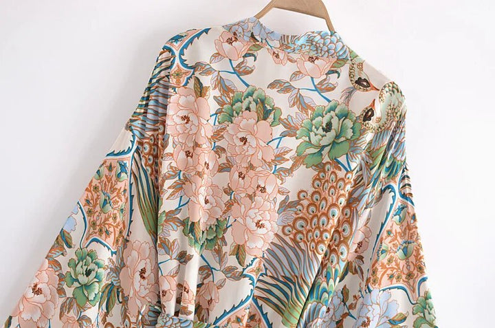 Meadow Boho Floral Bat Sleeve  Kimono