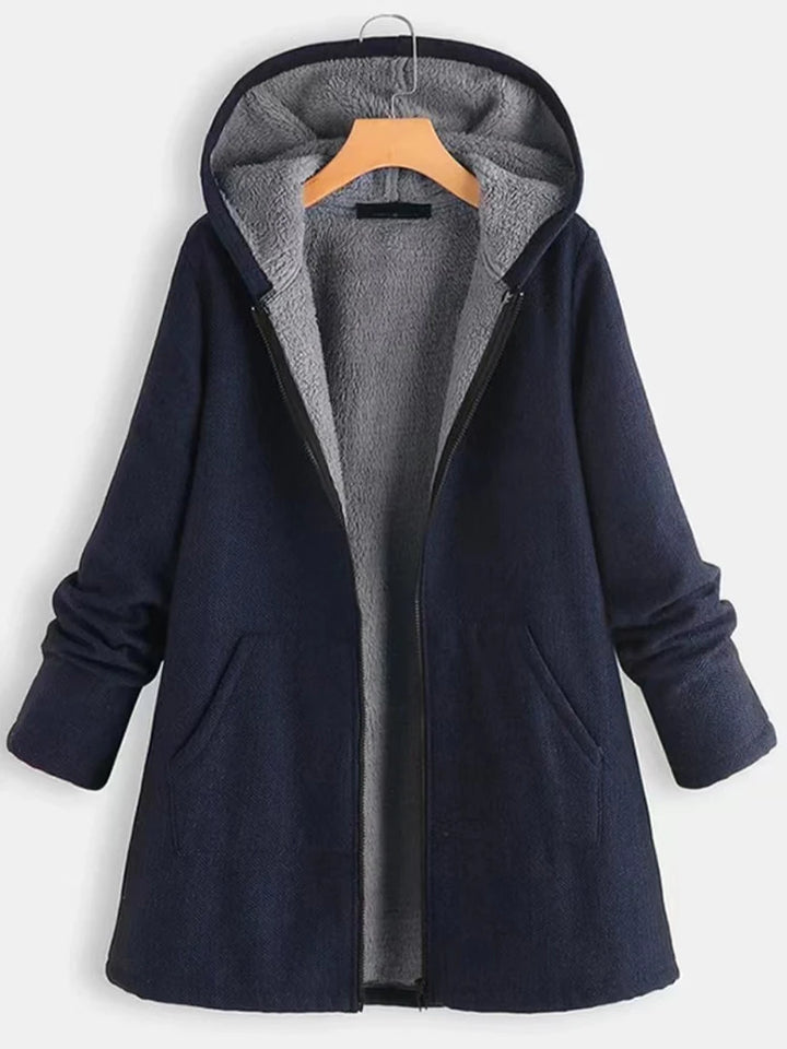 Plush Hooded Long Jacket