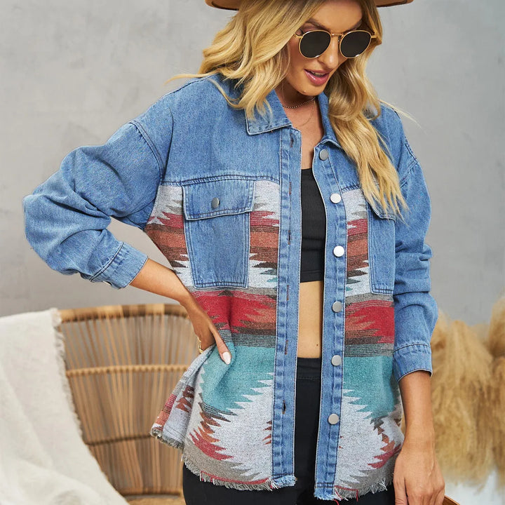 Aztec Spliced Denim Jacket