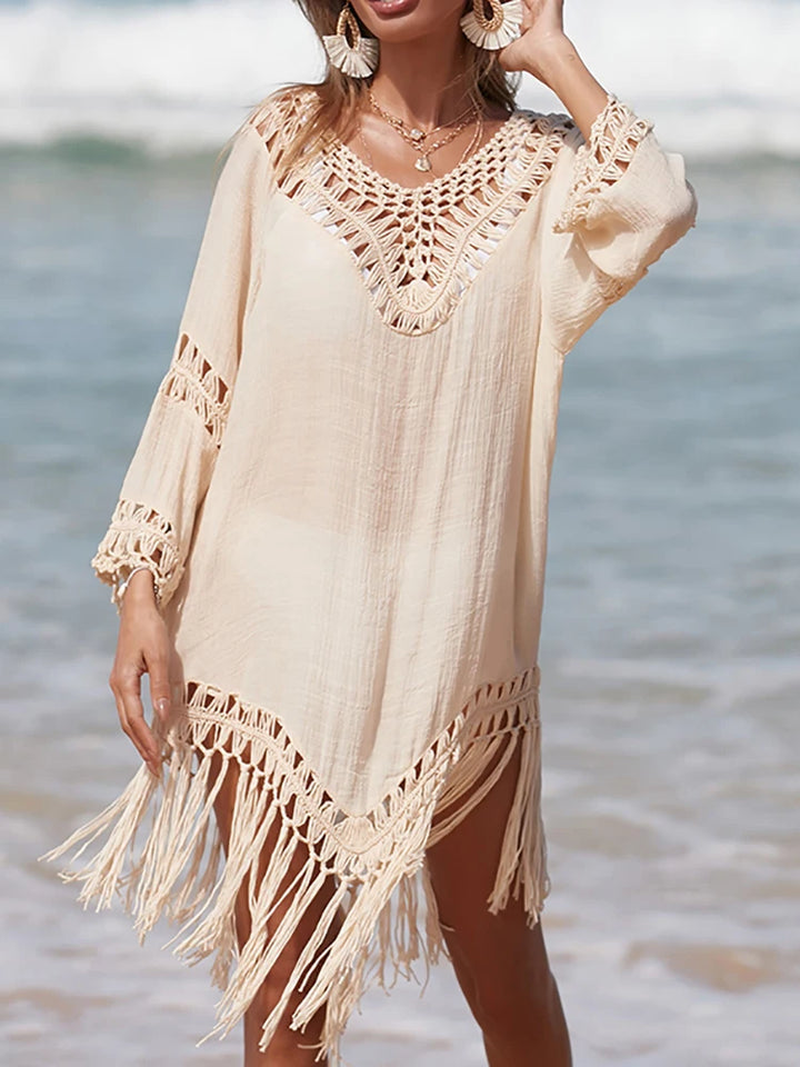 Bohemian Crochet Fringe Beach Cover-Ups