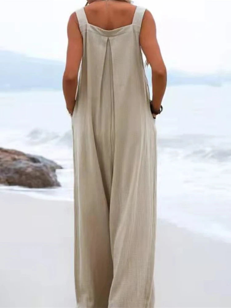 Wide Leg Long Romper Jumpsuit