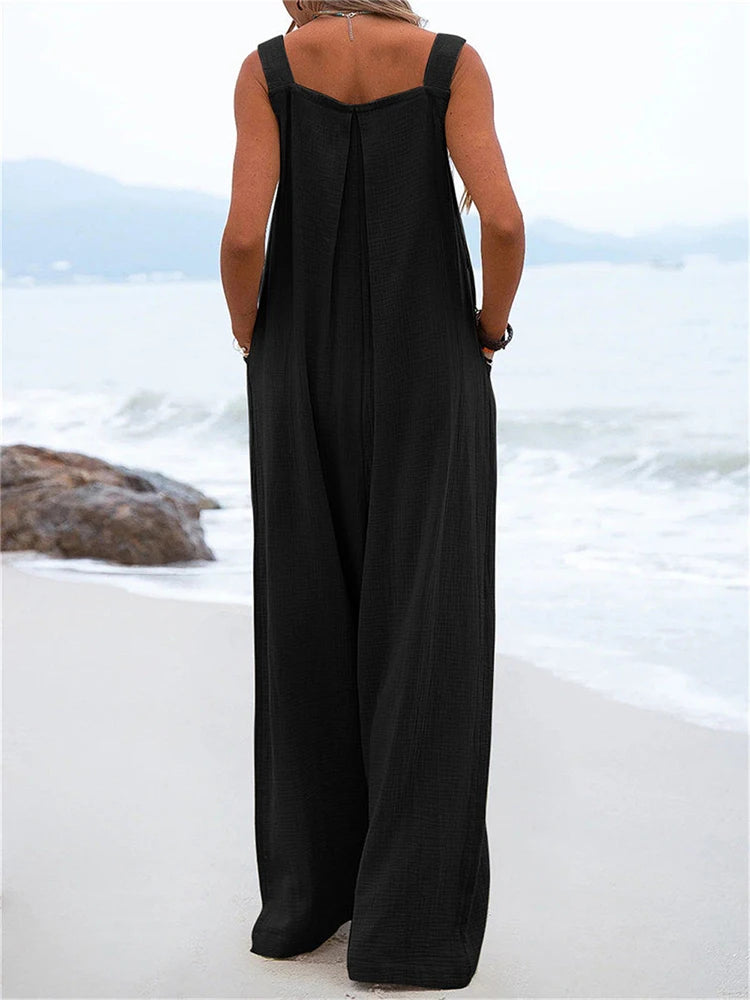 Wide Leg Long Romper Jumpsuit