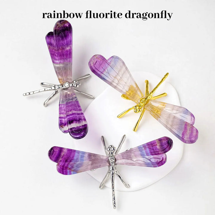 Rainbow Fluorite Dragonfly Statue