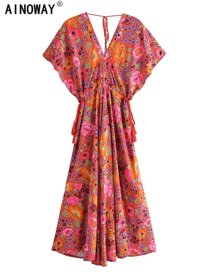 Bohemian Floral Maxi Dress