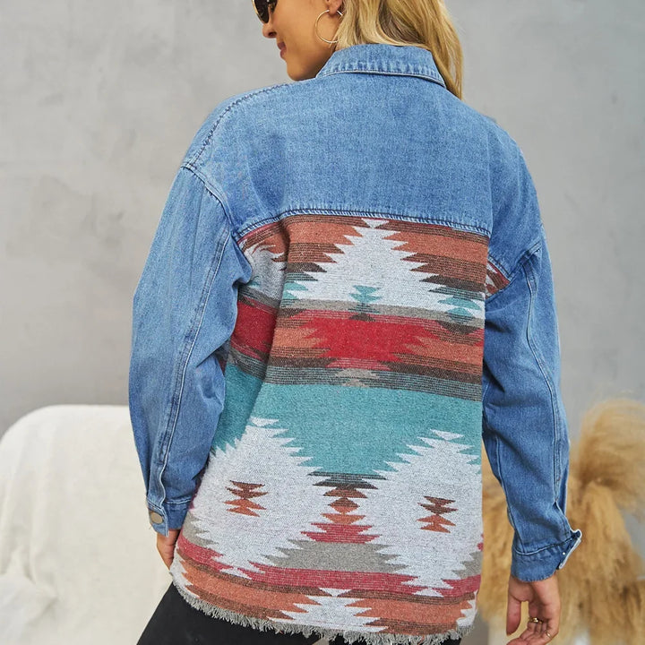 Aztec Spliced Denim Jacket