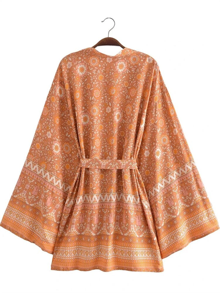 Wanderlust Boho Floral Bat Sleeve  Kimono