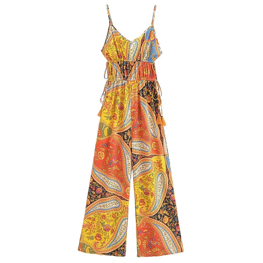 Floral Print Bohemian Wide Leg Playsuit