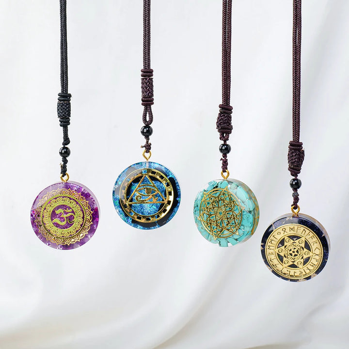 Natural Healing Crystal Orgone Resin Pendant Necklace