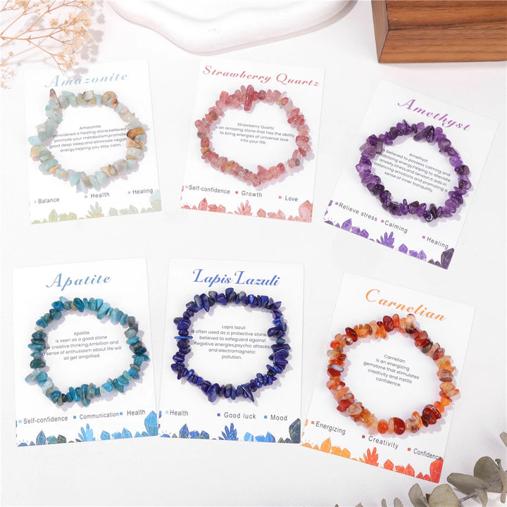 Crystal Chip Stone Bracelet with Card