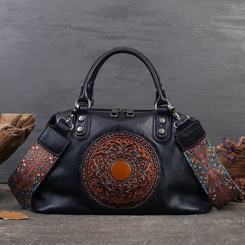 Bohemian Mandala Genuine Leather Handbag