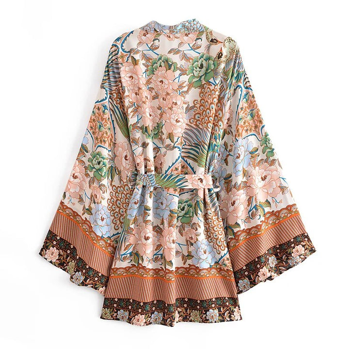 Meadow Boho Floral Bat Sleeve  Kimono