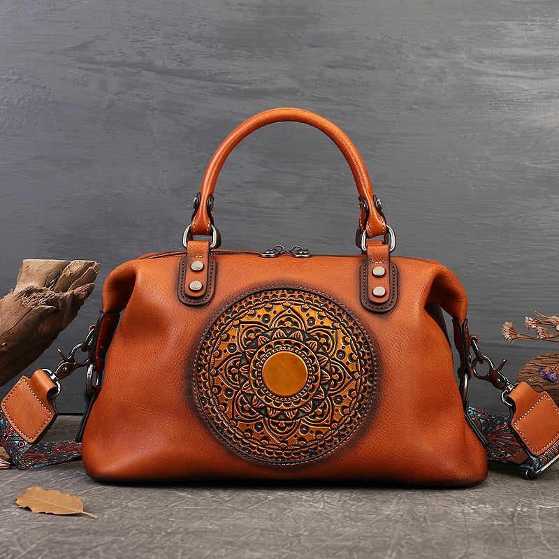 Bohemian Mandala Genuine Leather Handbag