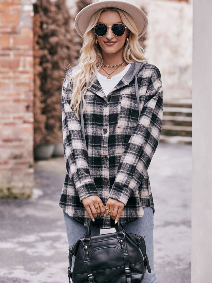 Loose Plaid Hooded Jacket