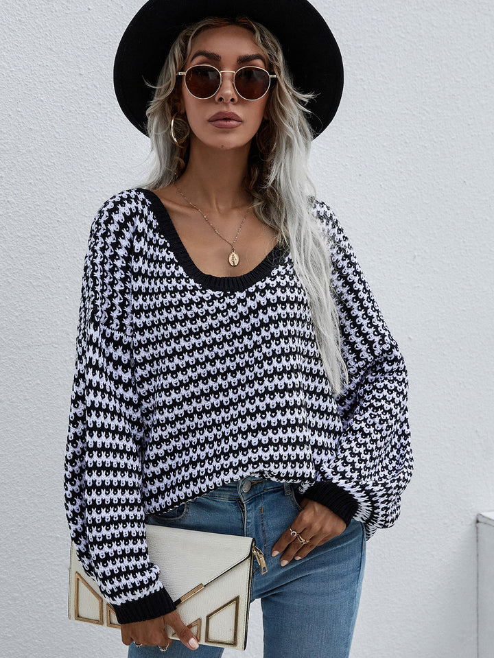 Boho Chic V-Neck Striped Jumper Oversized & Cozy