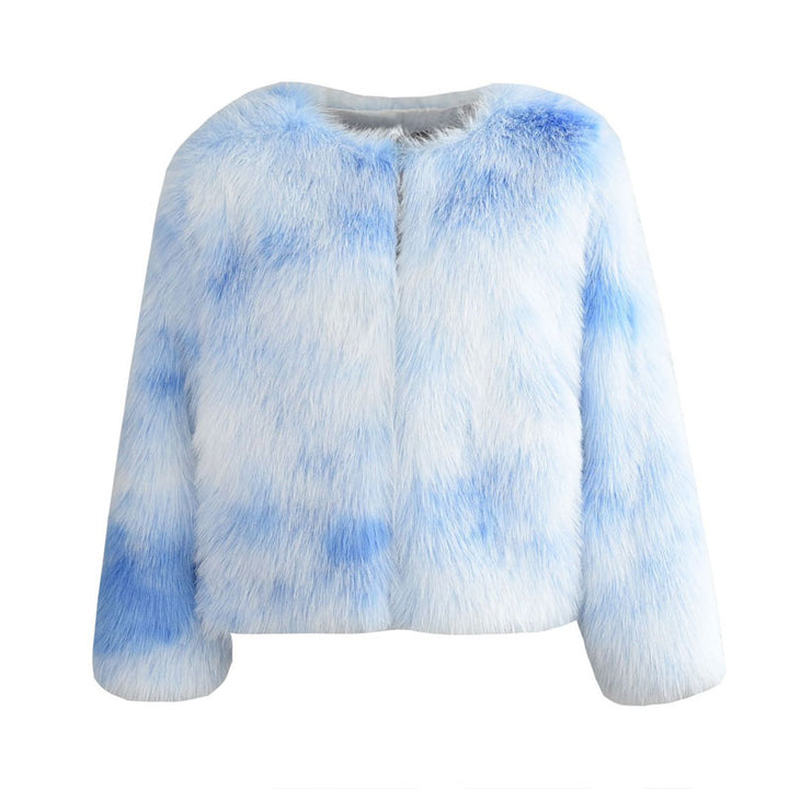 Cozy Chic Faux Fur Crew Neck Jacket with Pockets