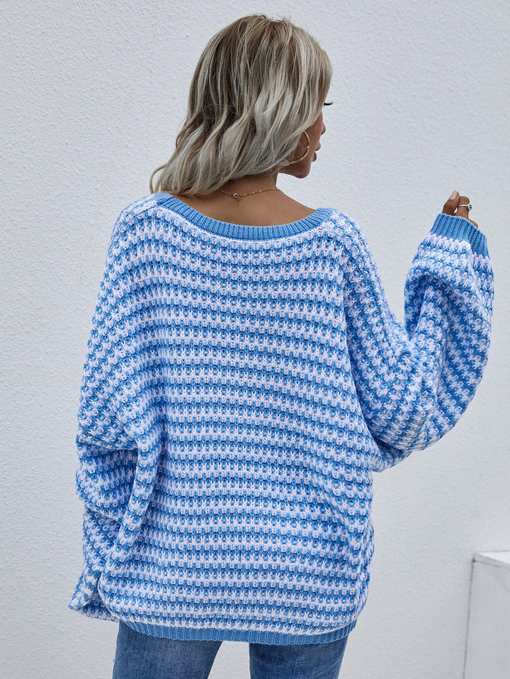 Boho Chic V-Neck Striped Jumper Oversized & Cozy