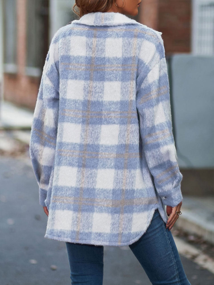 Plaid Print Cardigan Coat