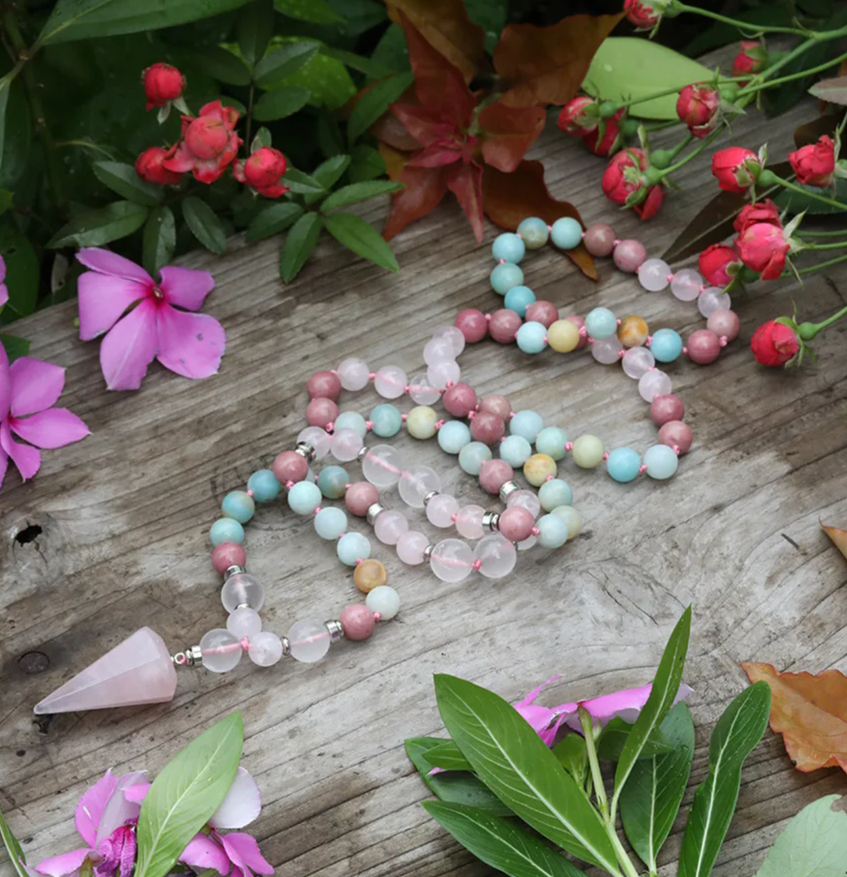 Rose Quartz & Amazonite Healing Necklace