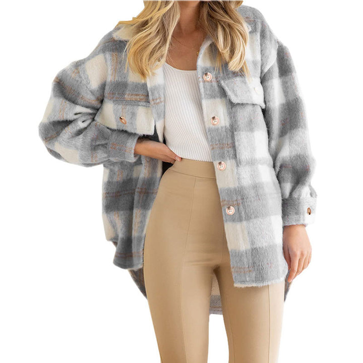 Plaid Print Cardigan Coat